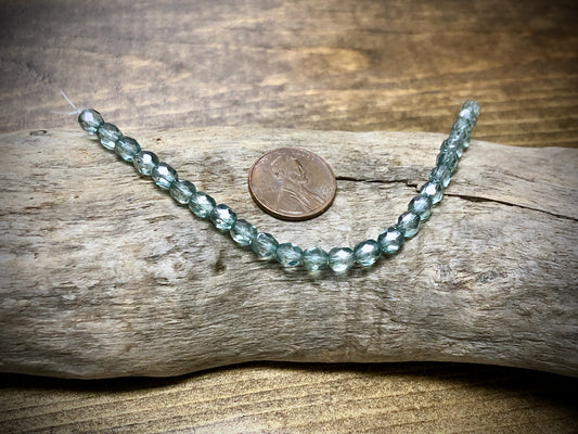 Czech Glass Fire Polished Bead Strand - Faceted Rounds - 5mm - 5”