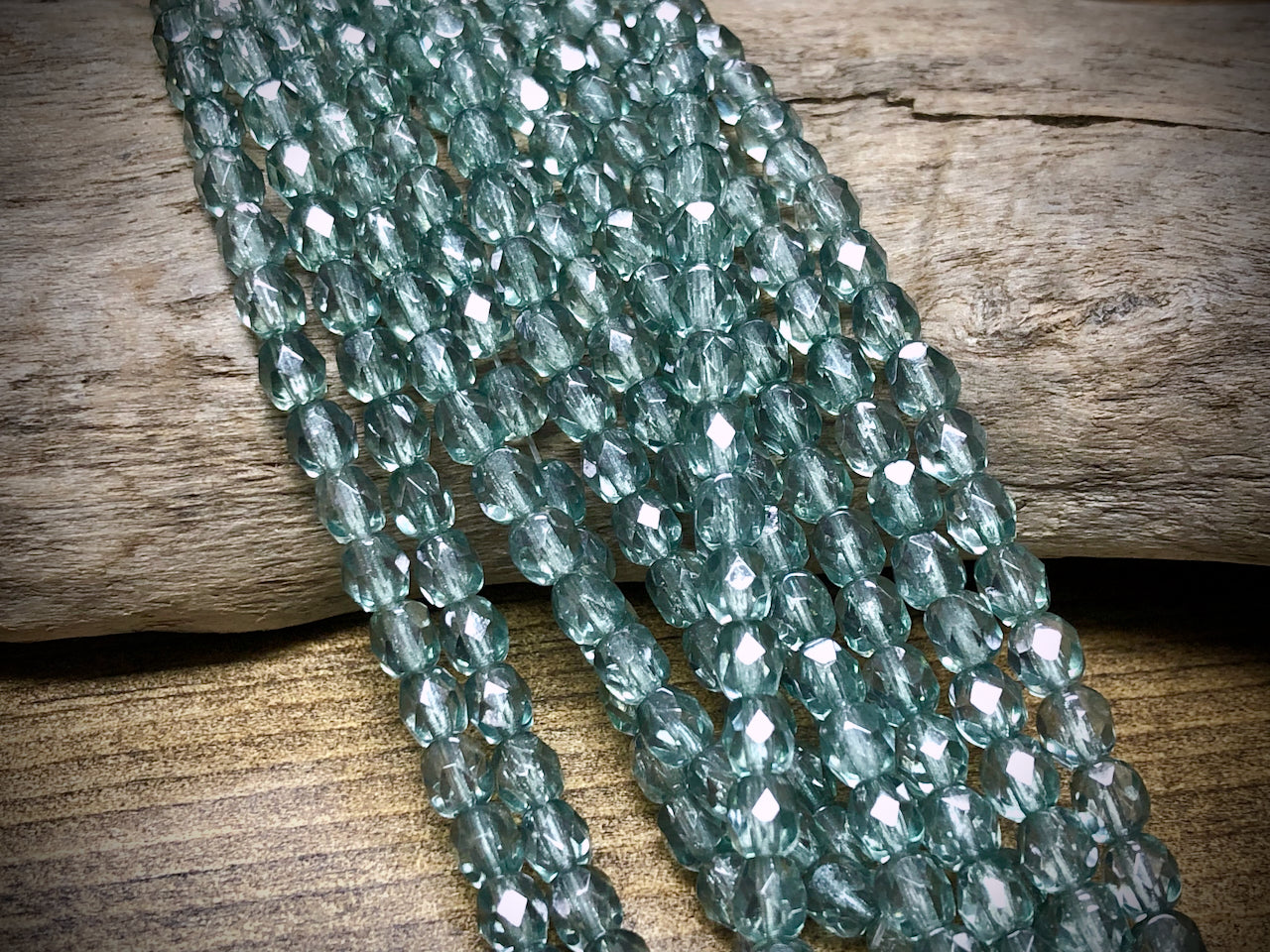 Czech Glass Fire Polished Bead Strand - Faceted Rounds - 5mm - 5”