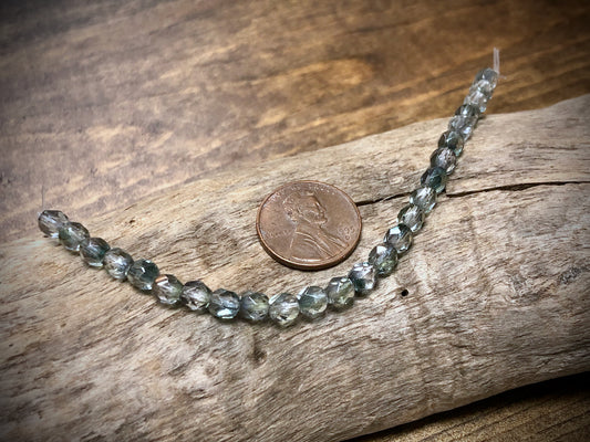 Czech Glass Fire Polished Bead Strand - Faceted Rounds - 5mm - 5”