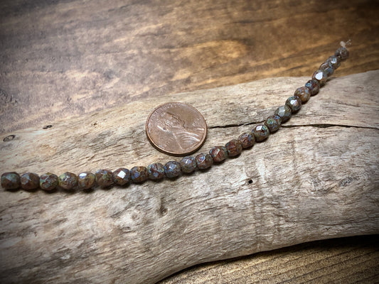 Czech Glass Fire Polished Bead Strand - Faceted Rounds - 5mm - 5”