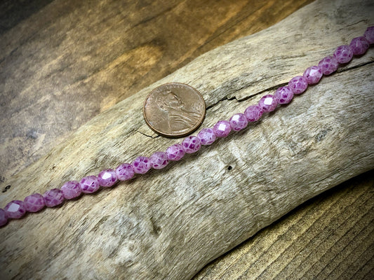 Czech Glass Fire Polished Bead Strand - Faceted Rounds - 5mm - 5”