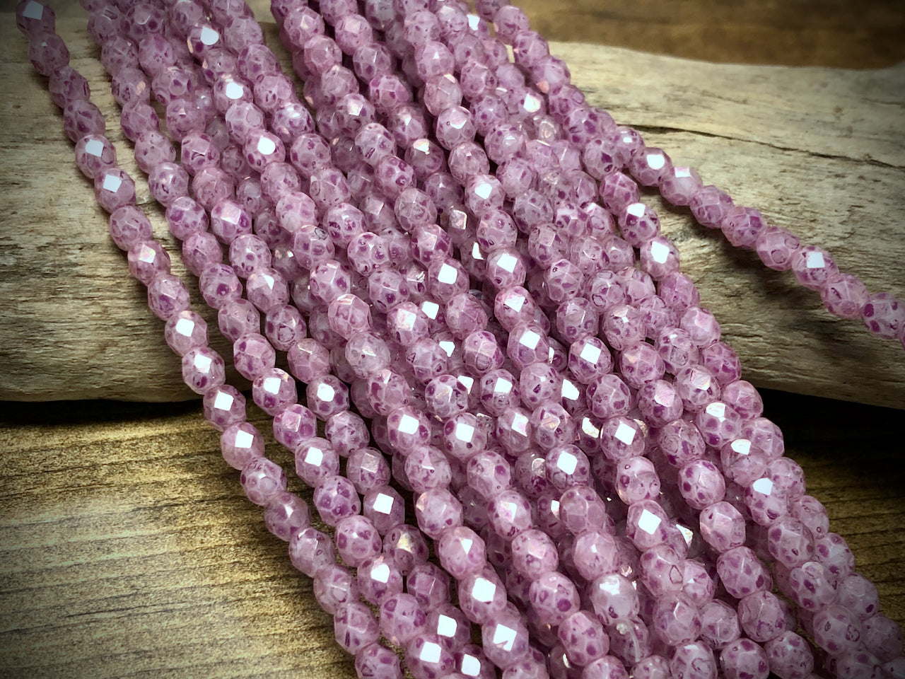 Czech Glass Fire Polished Bead Strand - Faceted Rounds - 5mm - 5”