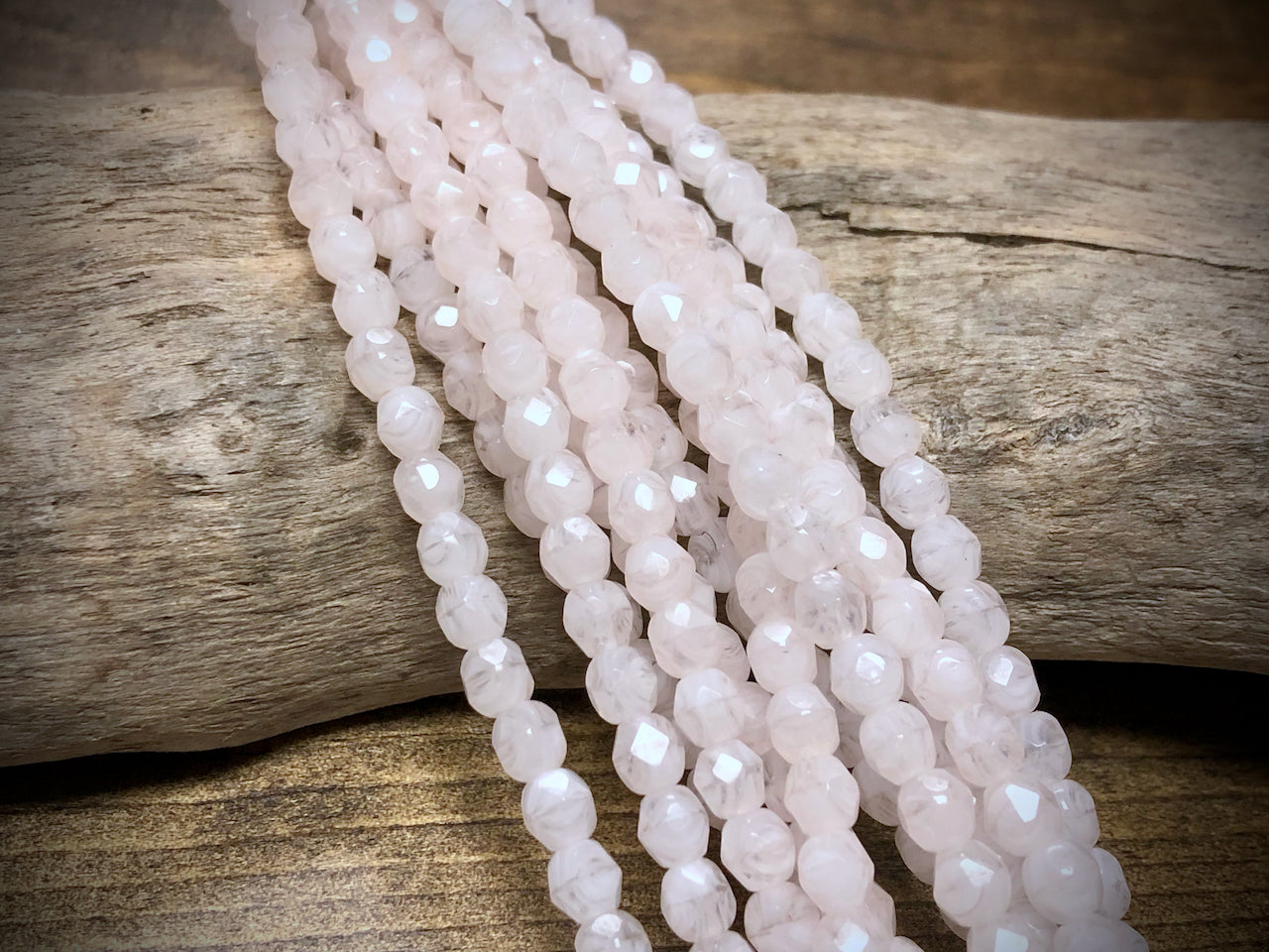 Czech Glass Fire Polished Bead Strand - Faceted Rounds - 5mm - 5”