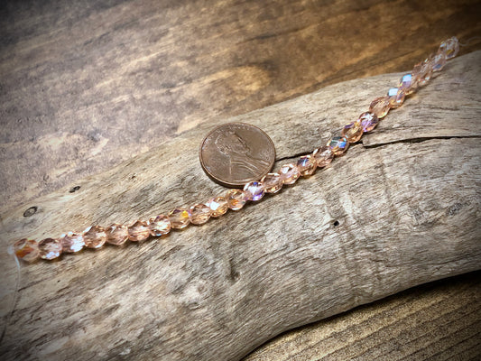 Czech Glass Fire Polished Bead Strand - Faceted Rounds - 5mm - 5”