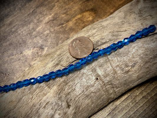 Czech Glass Fire Polished Bead Strand - Faceted Rounds - 5mm - 5”