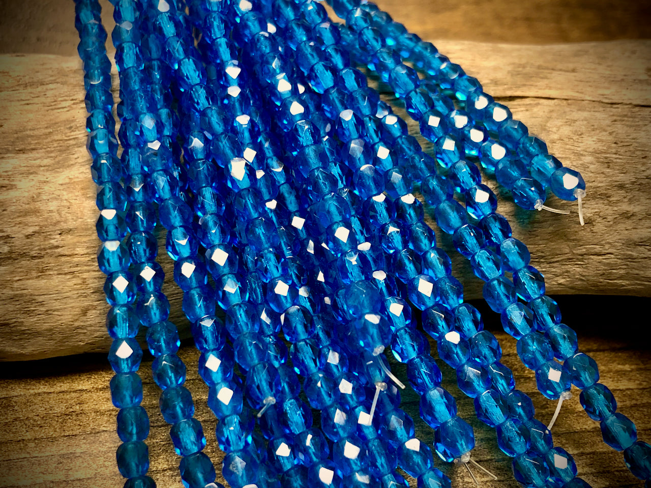 Czech Glass Fire Polished Bead Strand - Faceted Rounds - 5mm - 5”