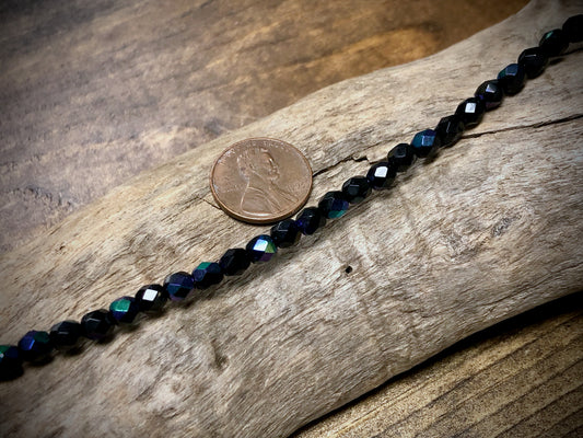 Czech Glass Fire Polished Bead Strand - Faceted Rounds - 5mm - 5”