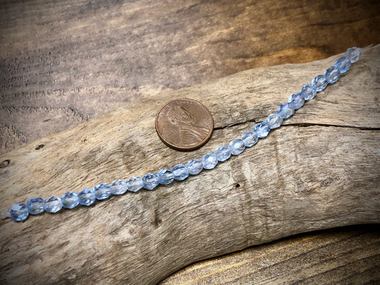 Czech Glass Fire Polished Bead Strand - Faceted Rounds - 5mm - 5”