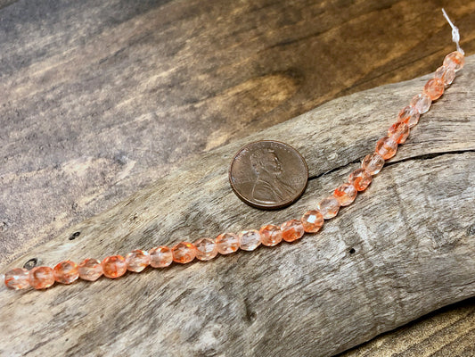 Czech Glass Fire Polished Bead Strand - Faceted Rounds - 5mm - 5”