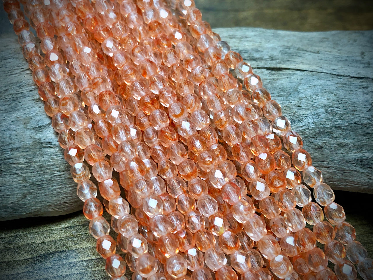 Czech Glass Fire Polished Bead Strand - Faceted Rounds - 5mm - 5”