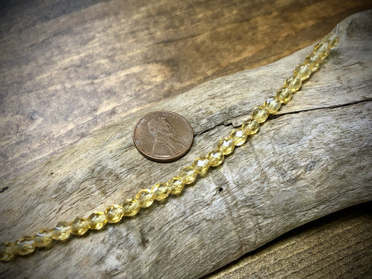 Czech Glass Fire Polished Bead Strand - Faceted Rounds - 5mm - 5”