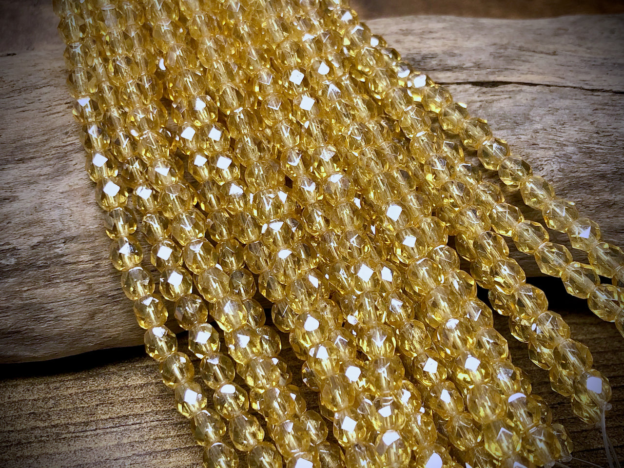 Czech Glass Fire Polished Bead Strand - Faceted Rounds - 5mm - 5”