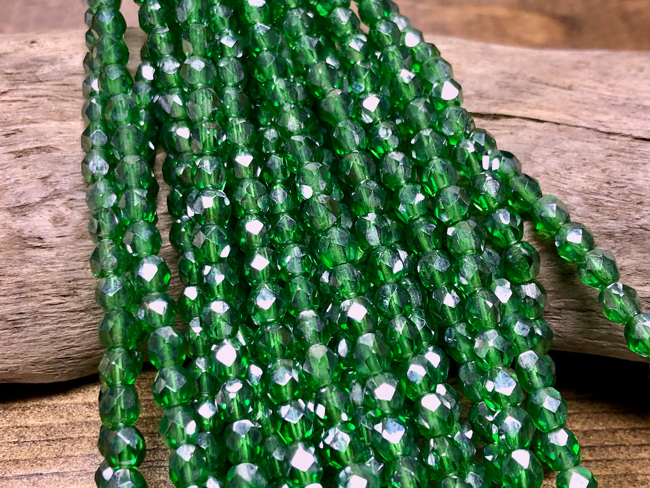 Czech Glass Fire Polished Bead Strand - Faceted Rounds - 5mm - 5”