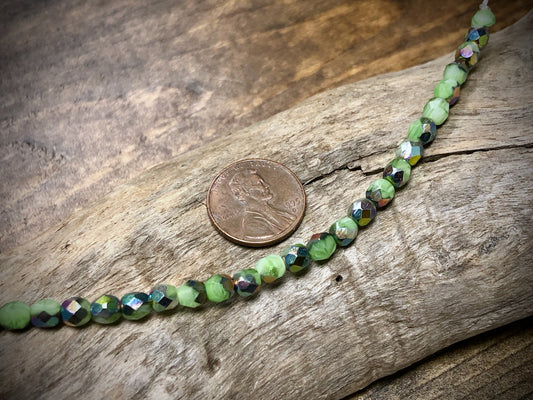 Czech Glass Fire Polished Bead Strand - Faceted Rounds - 5mm - 5”