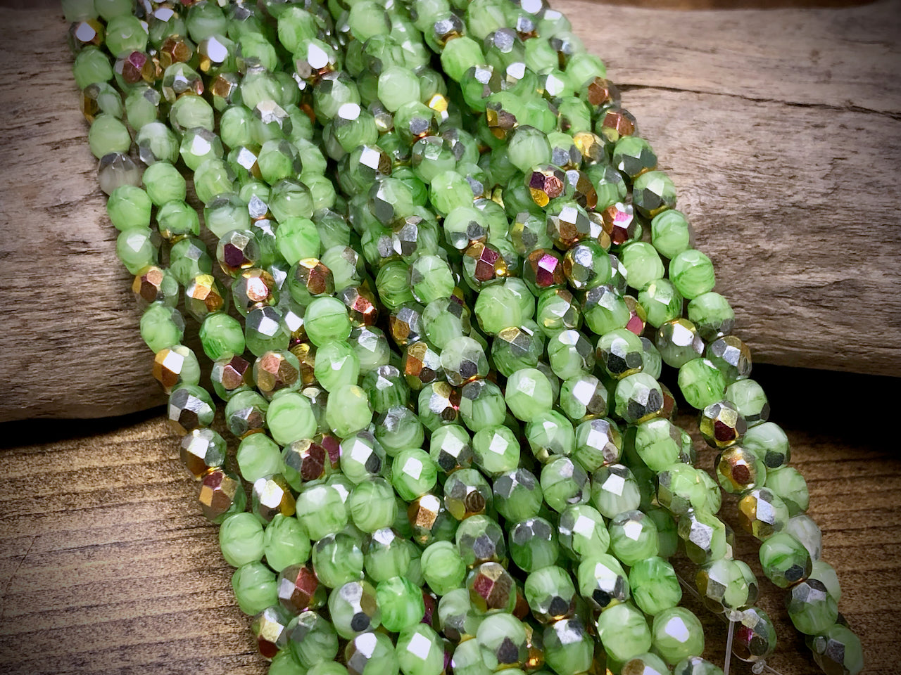 Czech Glass Fire Polished Bead Strand - Faceted Rounds - 5mm - 5”