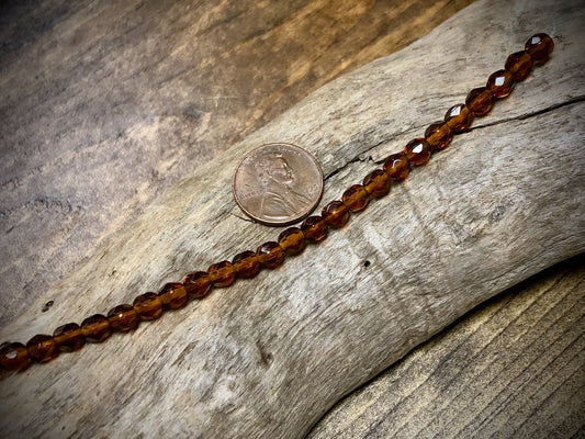 Czech Glass Fire Polished Bead Strand - Faceted Rounds - 5mm - 5”