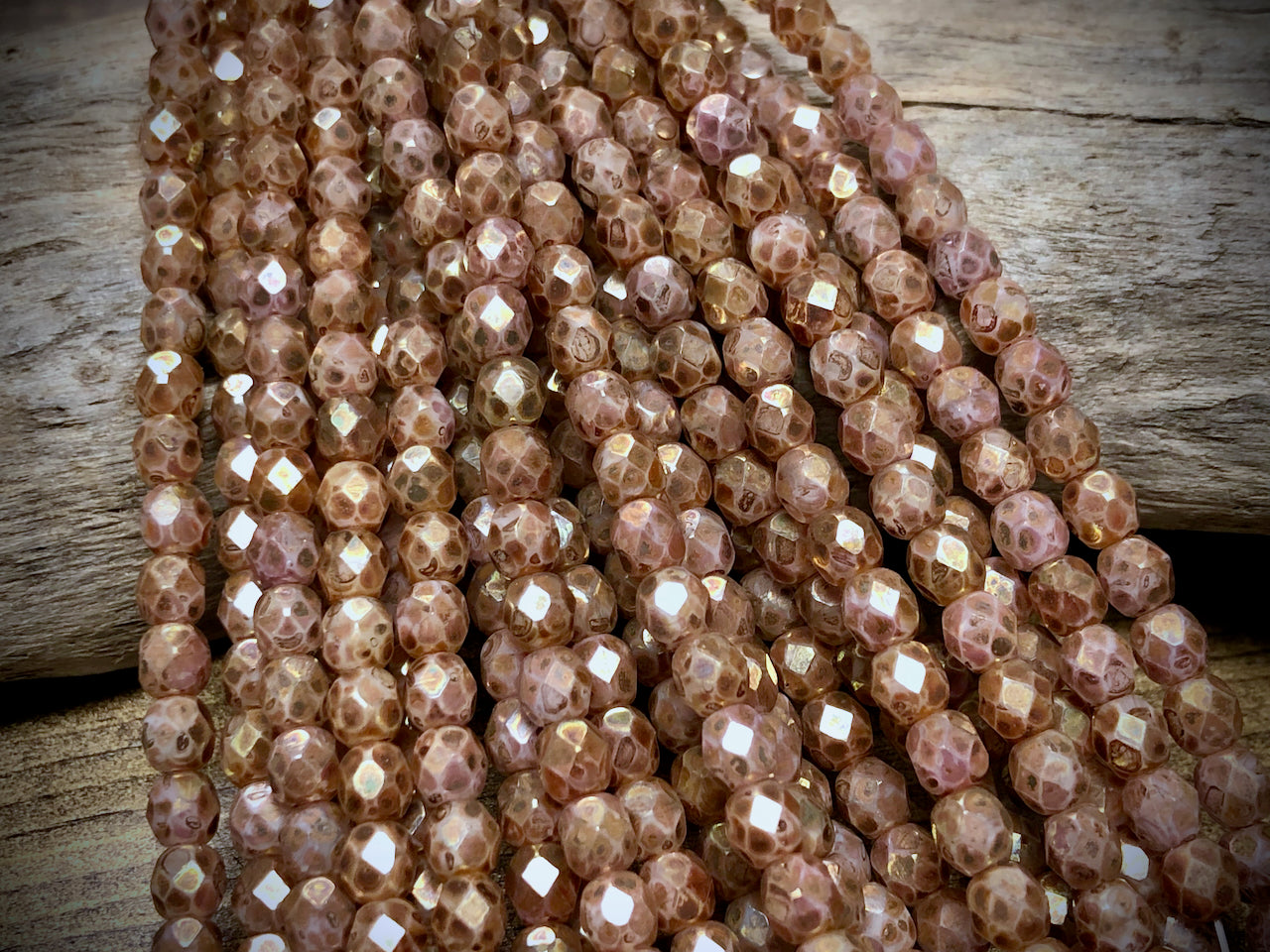 Czech Glass Fire Polished Bead Strand - Faceted Rounds - 5mm - 5”