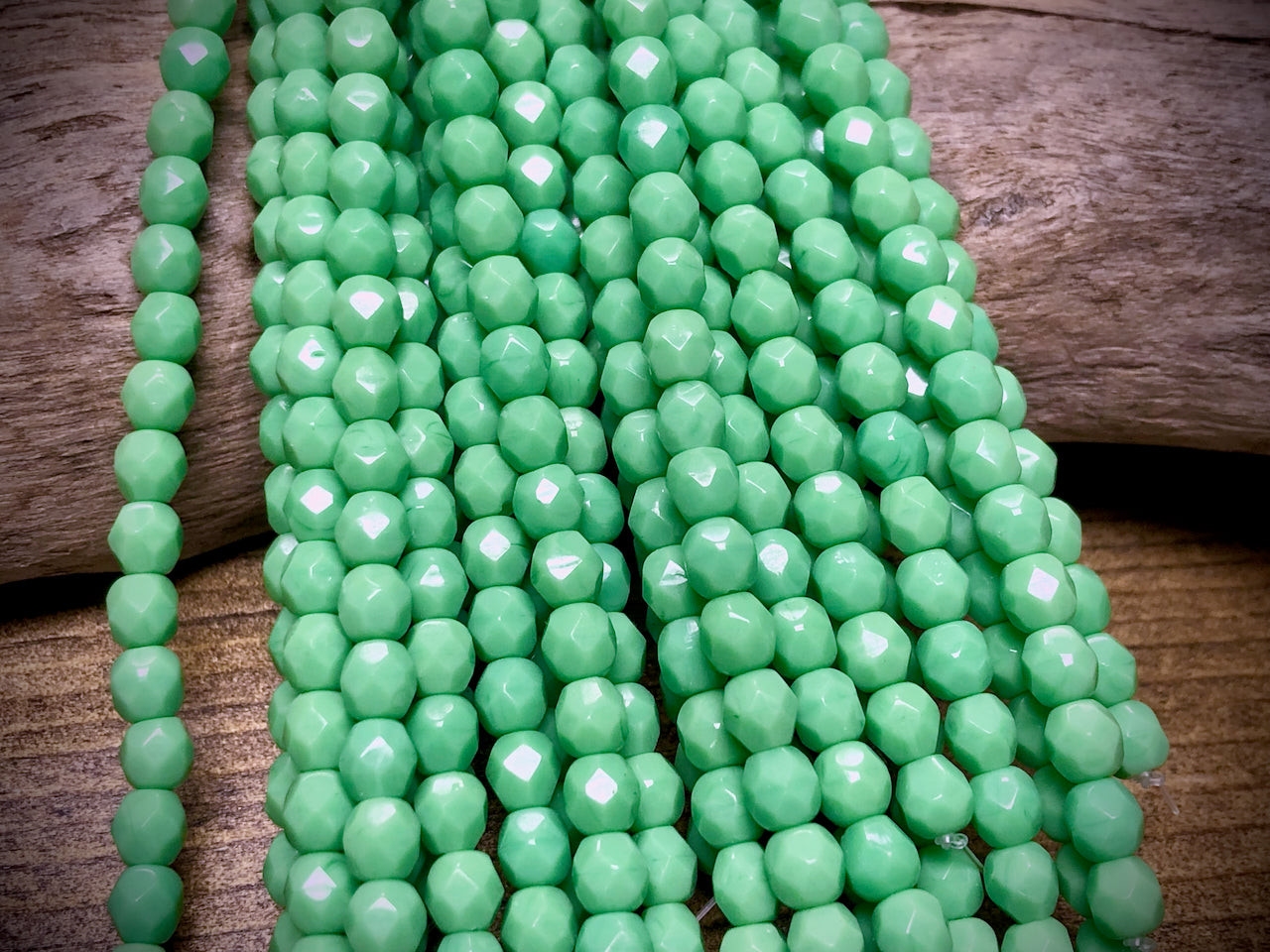 Czech Glass Fire Polished Bead Strand - Faceted Rounds - 5mm - 5”