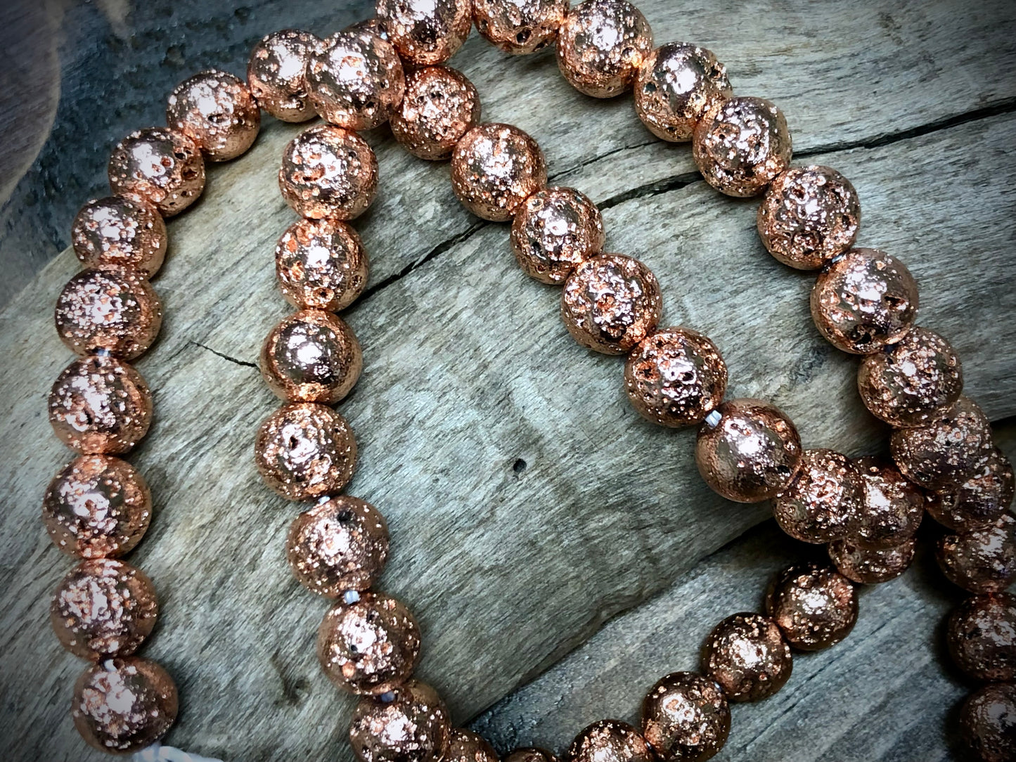 Electro-Coated Lava Bead Strand - Copper - 8mm - 16”