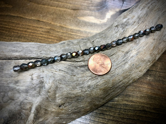 Czech Glass Fire Polished Bead Strand - Faceted Rounds - 5mm - 5”