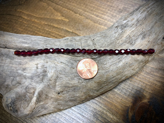 Czech Glass Fire Polished Bead Strand - Faceted Rounds - 5mm - 5”