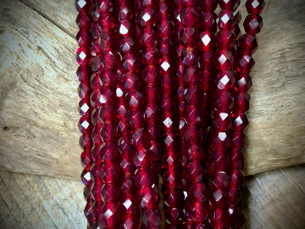 Czech Glass Fire Polished Bead Strand - Faceted Rounds - 5mm - 5”