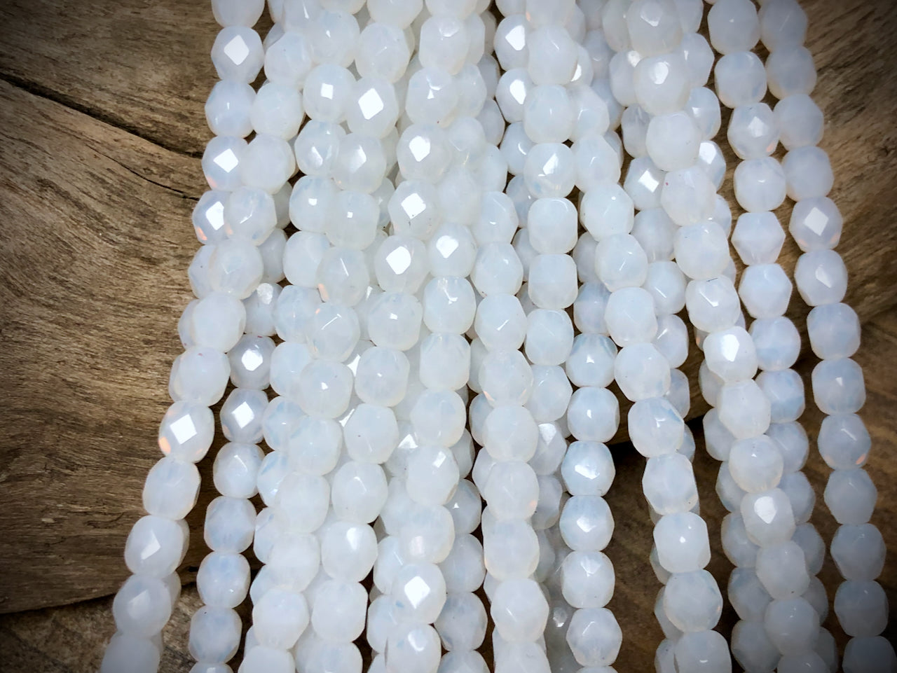 Czech Glass Fire Polished Bead Strand - Faceted Rounds - 5mm - 5”