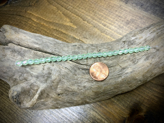 Czech Glass Fire Polished Bead Strand - Faceted Rounds - 5mm - 5”