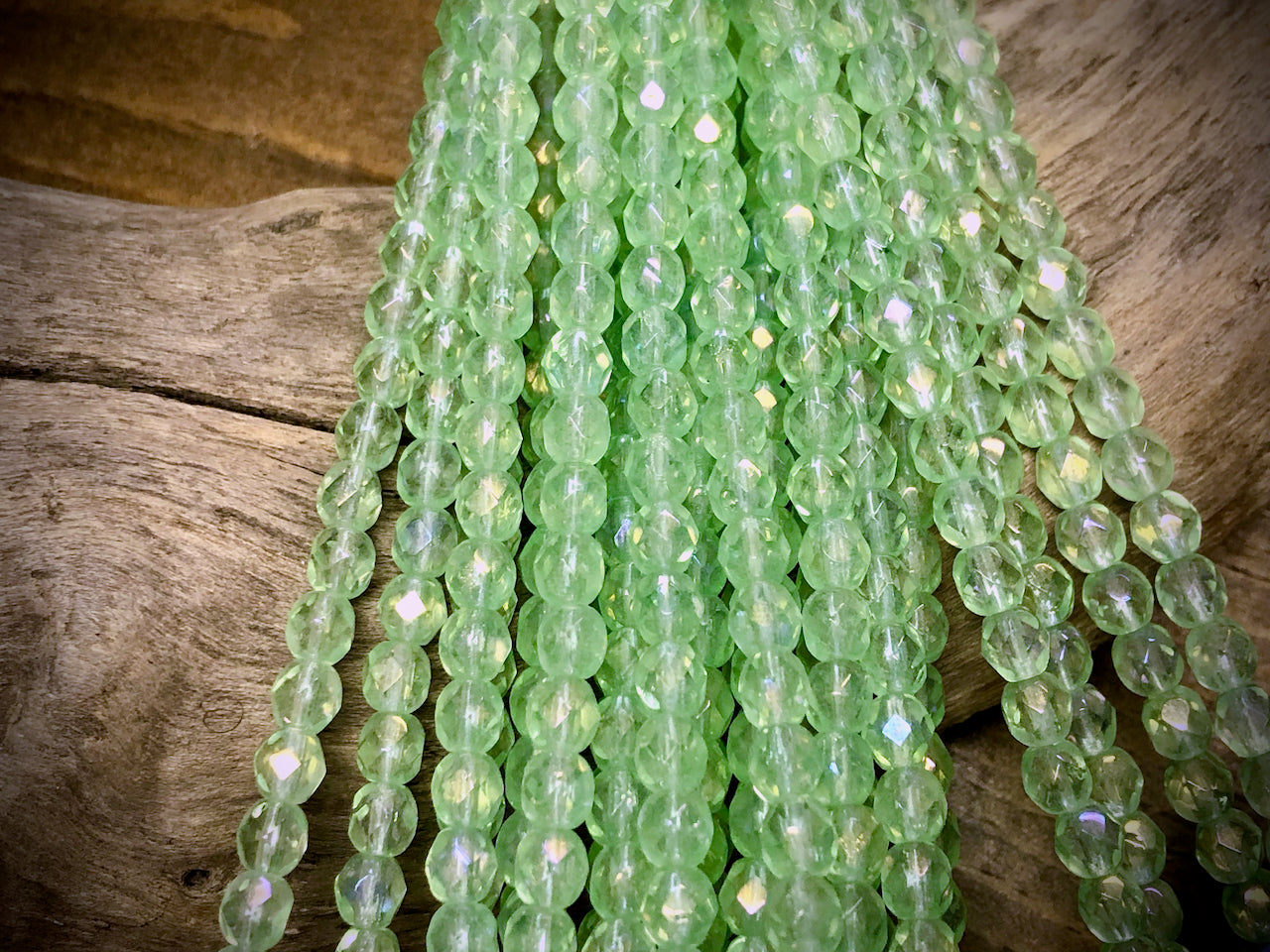 Czech Glass Fire Polished Bead Strand - Faceted Rounds - 5mm - 5”
