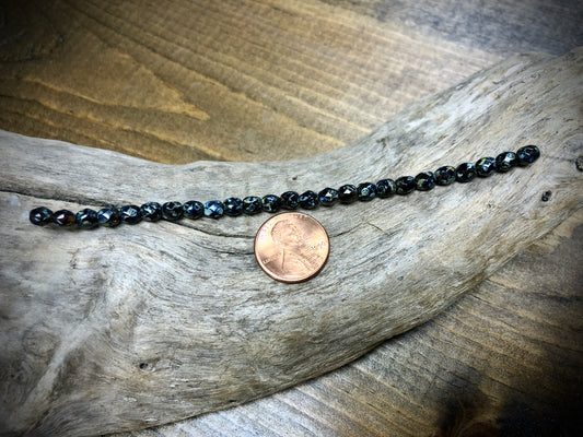 Czech Glass Fire Polished Bead Strand - Faceted Rounds - 5mm - 5”