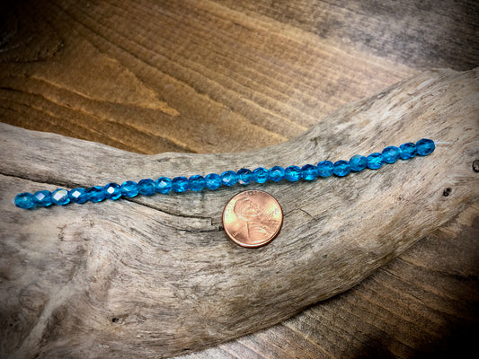 Czech Glass Fire Polished Bead Strand - Faceted Rounds - 5mm - 5”