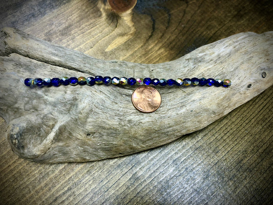 Czech Glass Fire Polished Bead Strand - Faceted Rounds - 5mm - 5”
