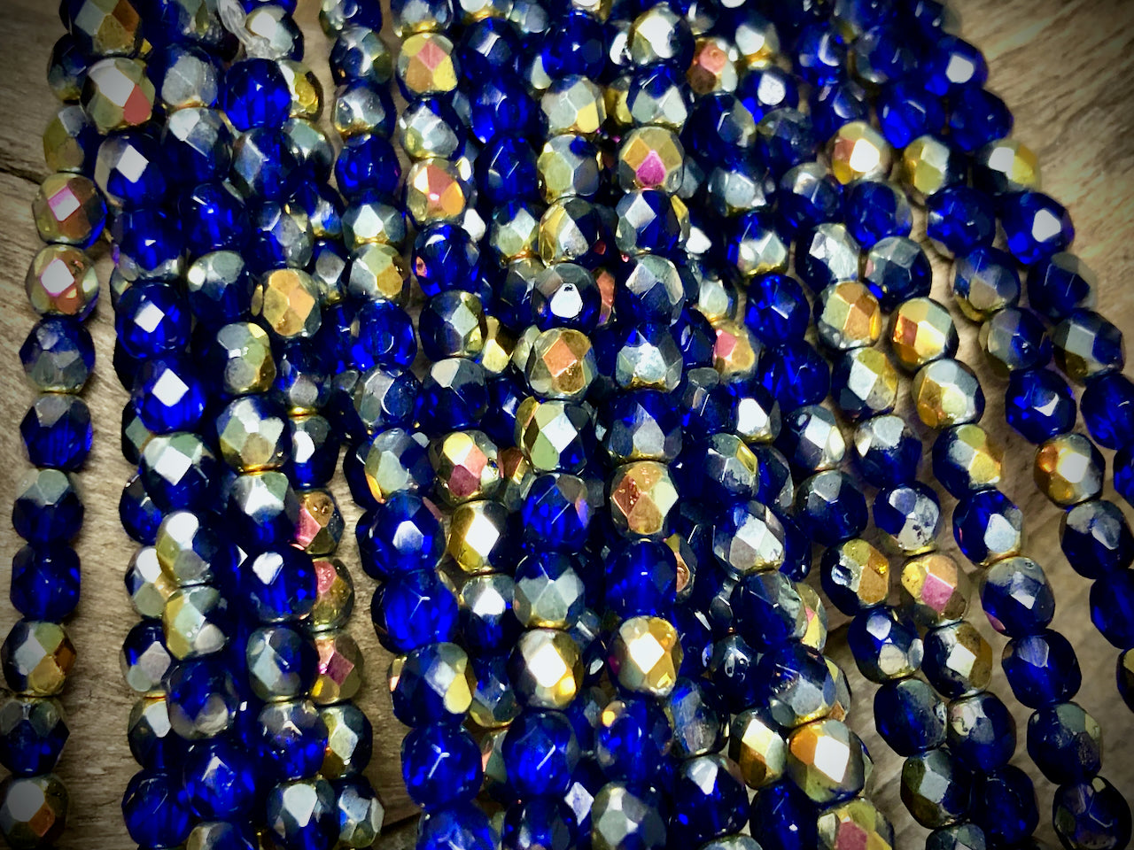 Czech Glass Fire Polished Bead Strand - Faceted Rounds - 5mm - 5”