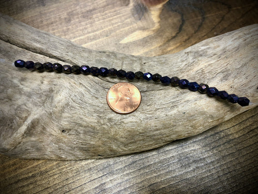 Czech Glass Fire Polished Bead Strand - Faceted Rounds - 5mm - 5”