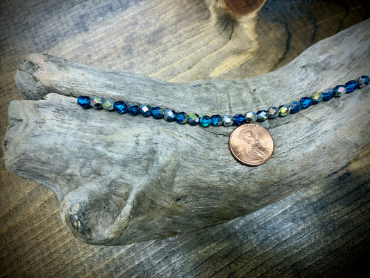 Czech Glass Fire Polished Bead Strand - Faceted Rounds - 5mm - 5”