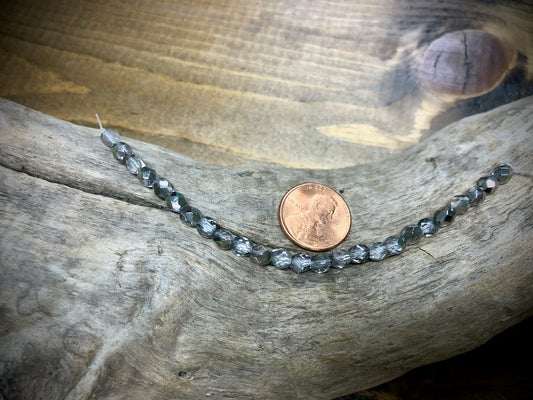 Czech Glass Fire Polished Bead Strand - Faceted Rounds - 5mm - 5”