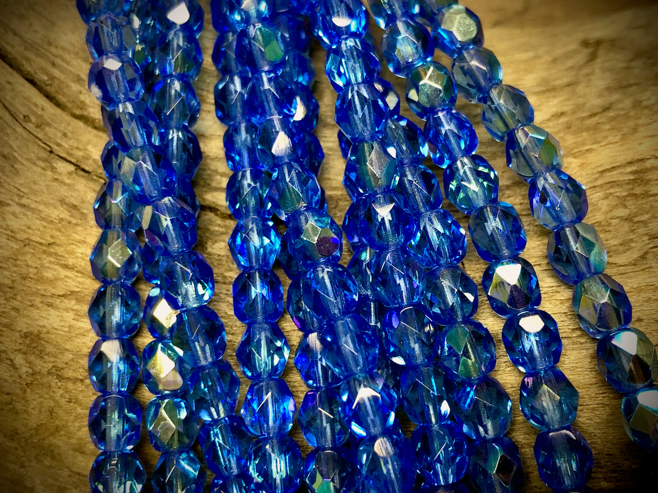 Czech Glass Fire Polished Bead Strand - Faceted Rounds - 5mm - 5”