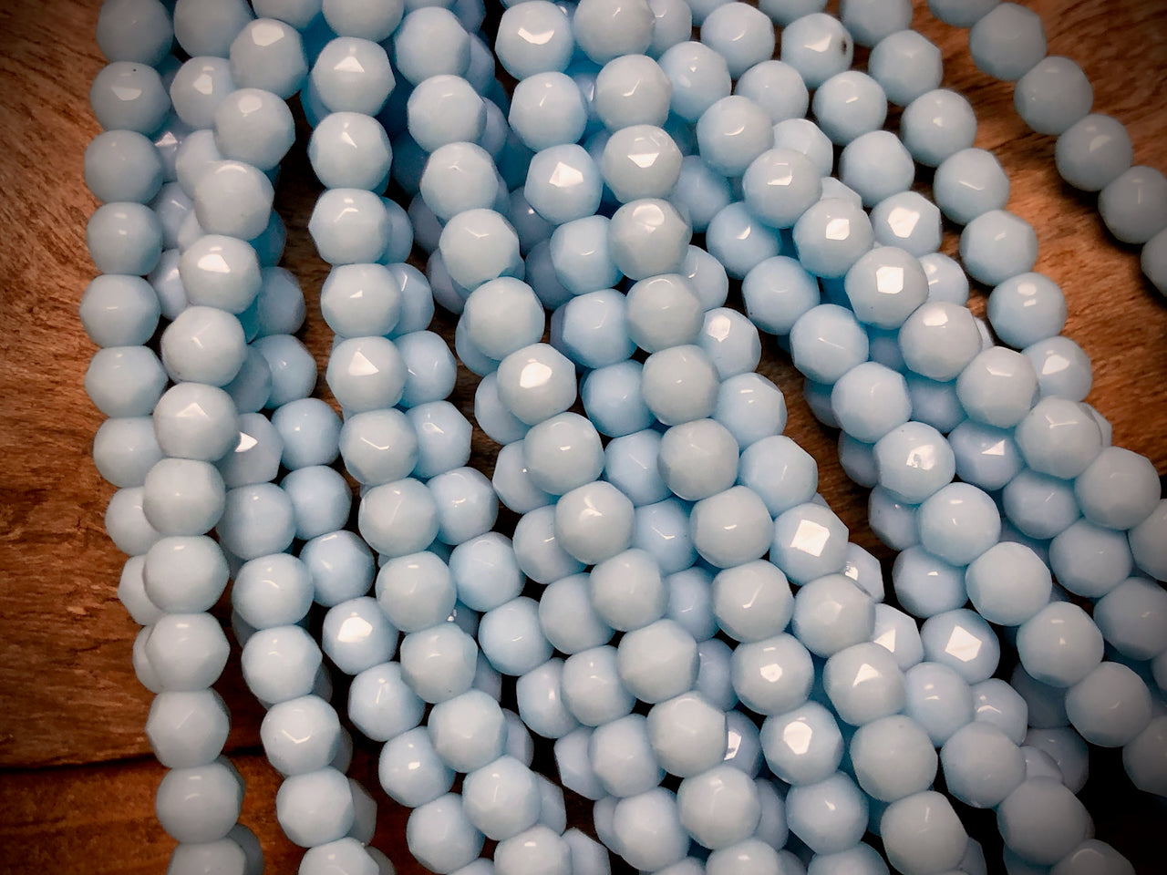 Czech Glass Fire Polished Bead Strand - Faceted Rounds - 5mm - 5”