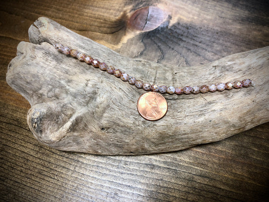 Czech Glass Fire Polished Bead Strand - Faceted Rounds - 5mm - 5”