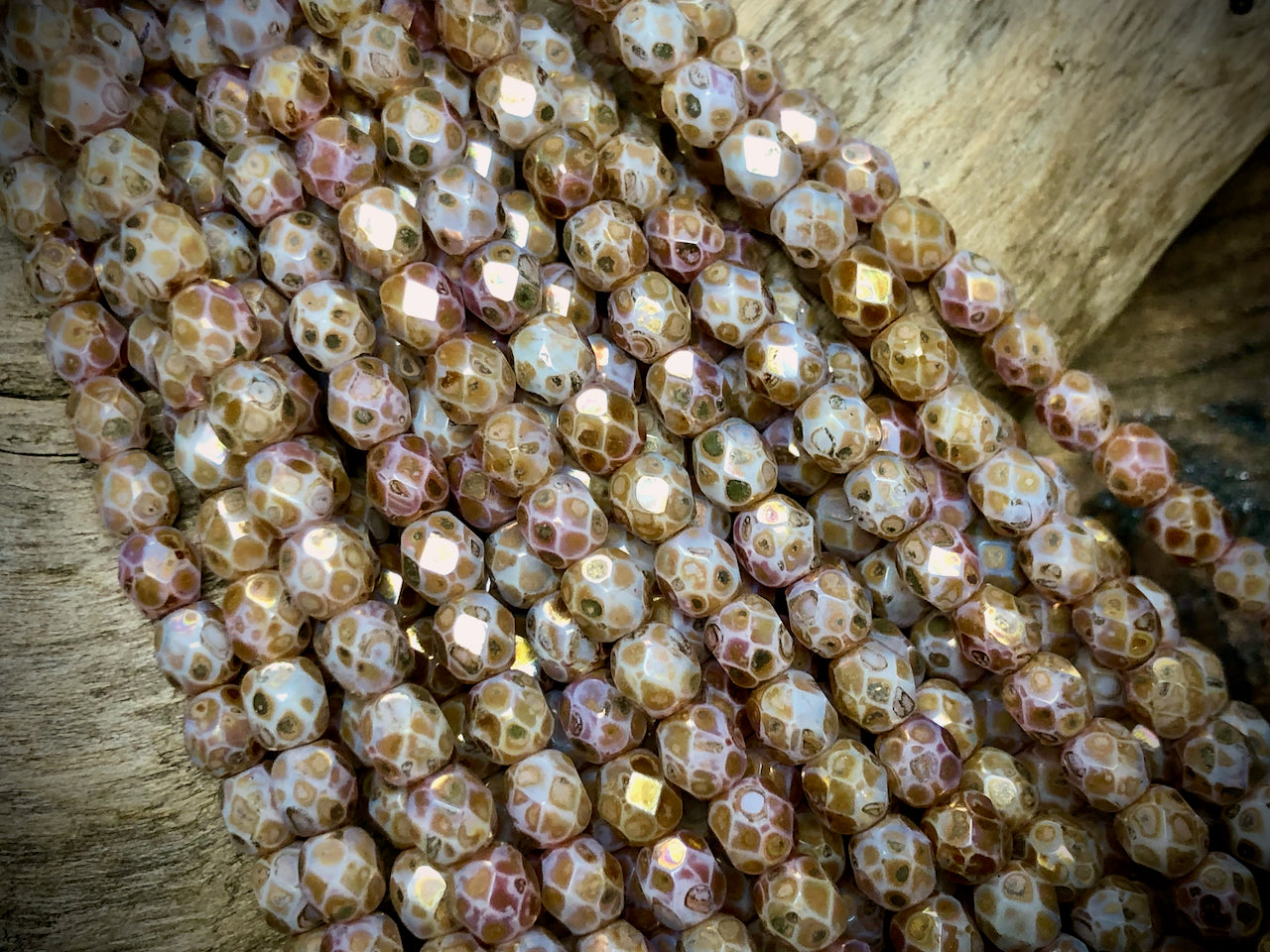 Czech Glass Fire Polished Bead Strand - Faceted Rounds - 5mm - 5”