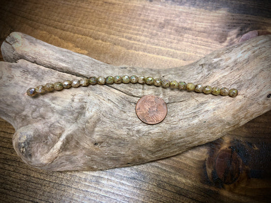 Czech Glass Fire Polished Bead Strand - Faceted Rounds - 5mm - 5”