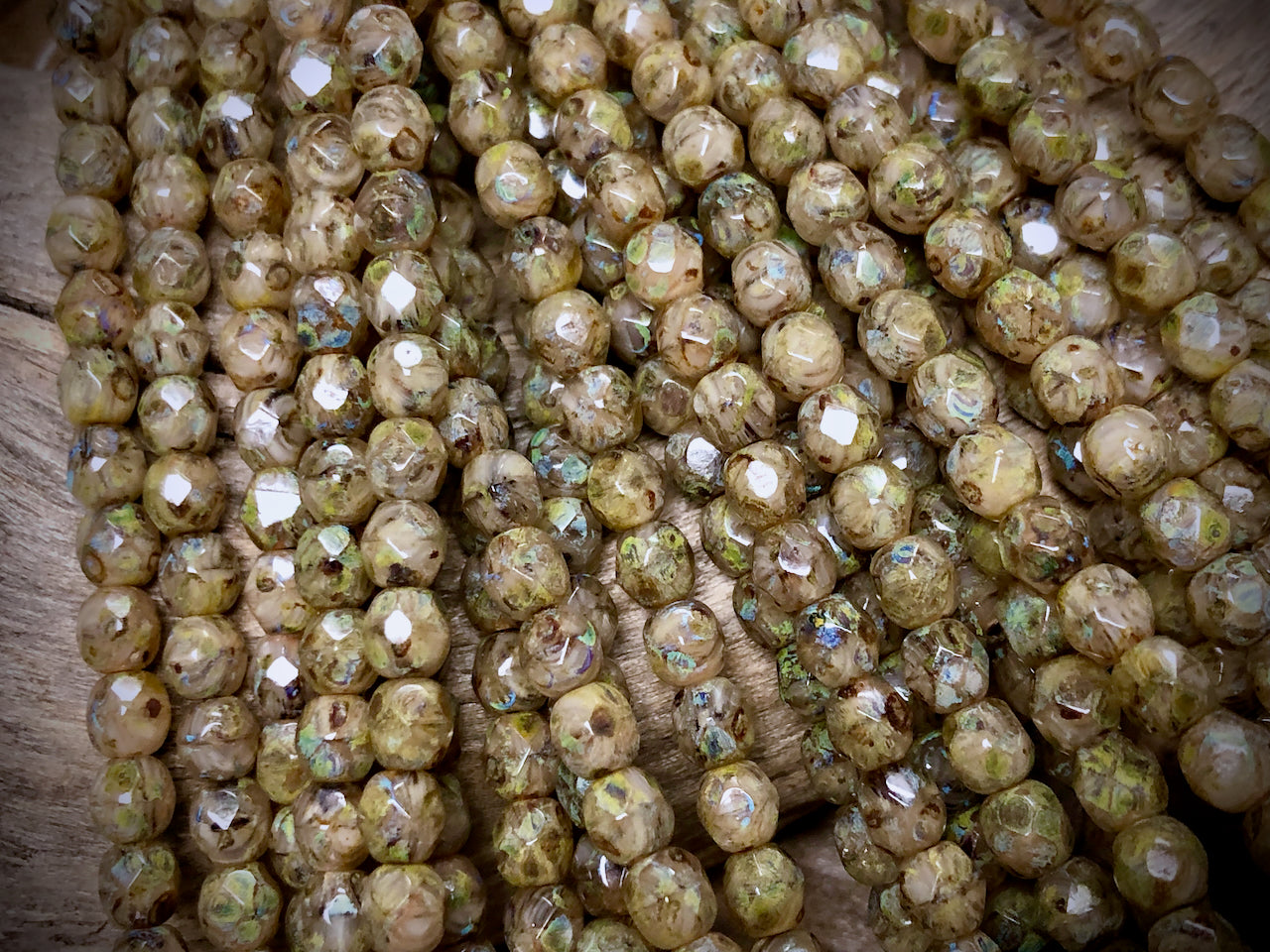 Czech Glass Fire Polished Bead Strand - Faceted Rounds - 5mm - 5”