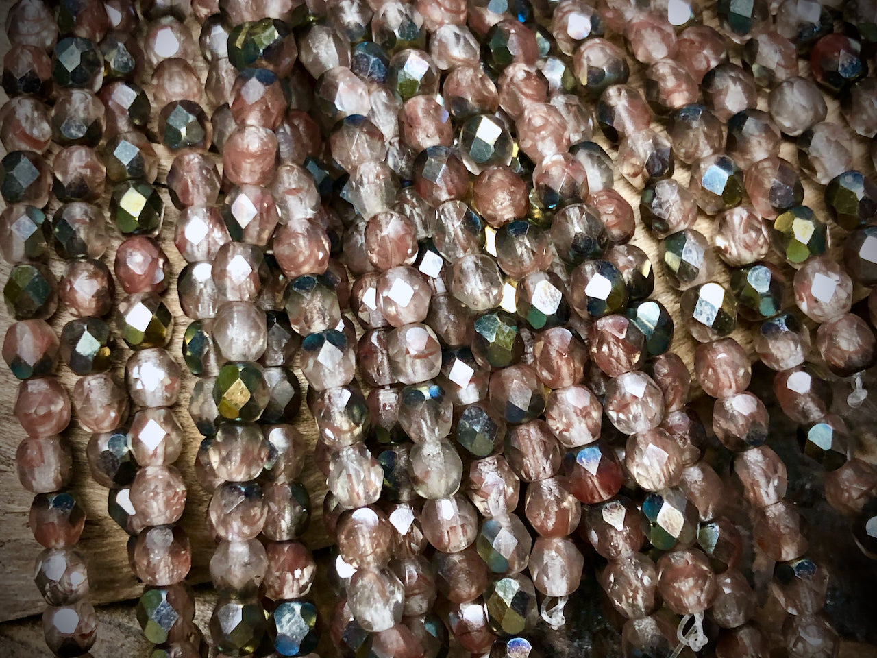 Czech Glass Fire Polished Bead Strand - Faceted Rounds - 5mm - 5”