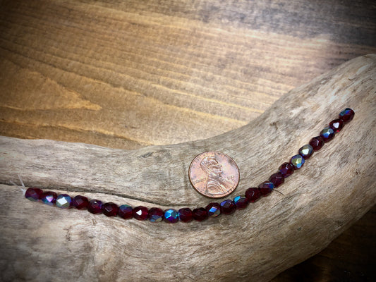 Czech Glass Fire Polished Bead Strand - Faceted Rounds - 5mm - 5”