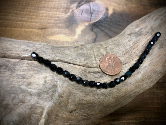 Czech Glass Fire Polished Bead Strand - Faceted Rounds - 5mm - 5”