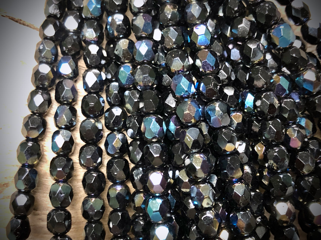 Czech Glass Fire Polished Bead Strand - Faceted Rounds - 5mm - 5”