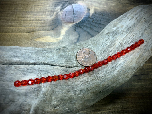 Czech Glass Fire Polished Bead Strand - Faceted Rounds - 5mm - 5”