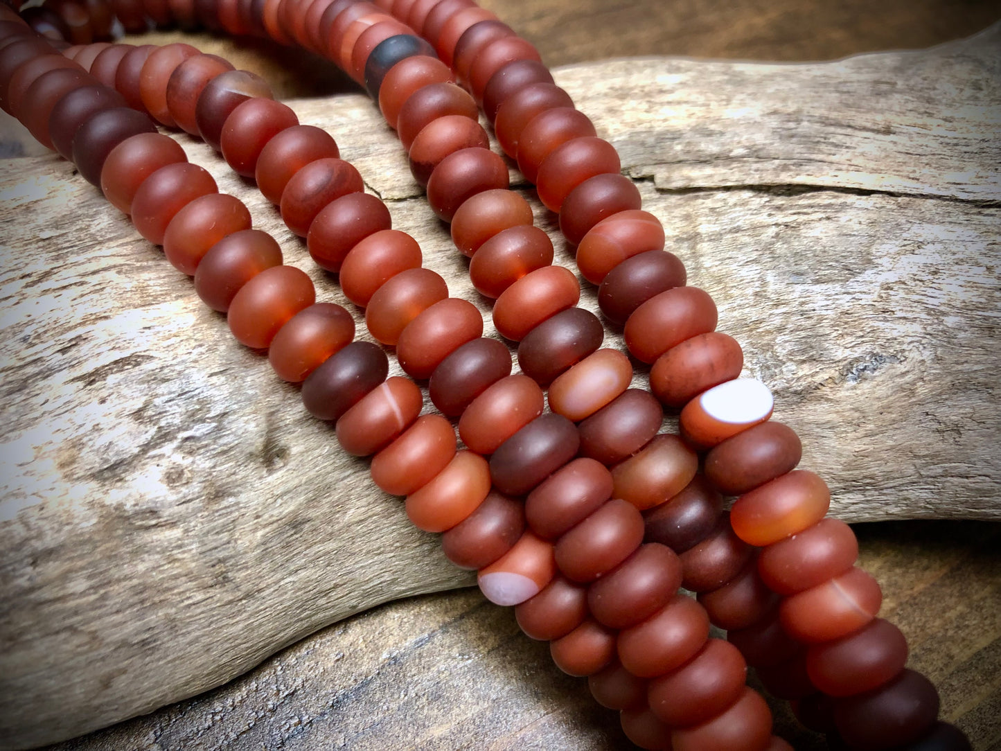 Carnelian Smooth Rondelle Bead Strand - 8mm x 5mm - 16”