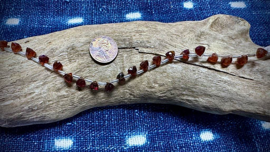 Hessonite Garnet Bead Strand - Top-Drilled Faceted Pyramids - 6mm x 5mm - 7"