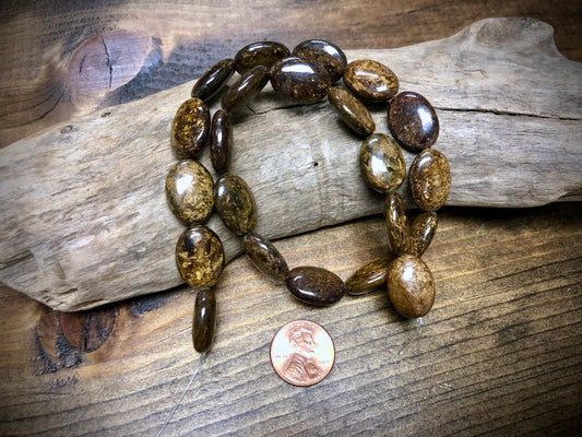 Bronzite Jasper Ovals Bead Strand - 18mm x 14mm - 16”